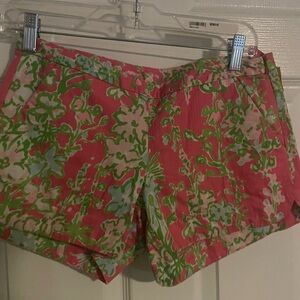LILLY PULITZER $68 Side Zip Adie Shorts Flamingo Pink Southern Charm Size 2